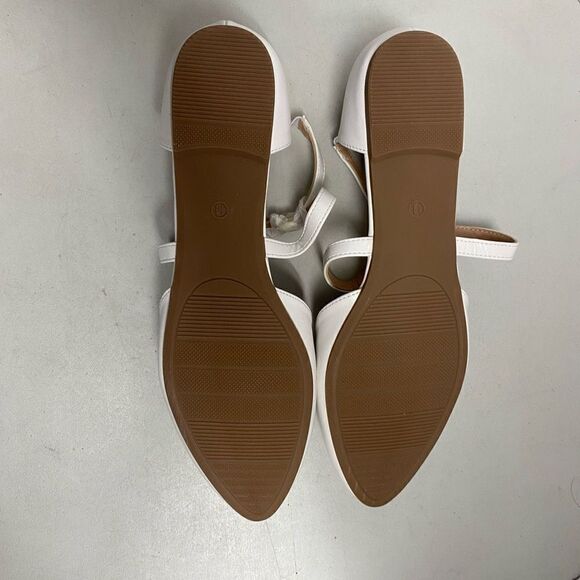 TRARY Women’s White Dorsey Cross Cross Flats Sz 11 Closed Pointed Toe New in Box - Picture 3 of 9